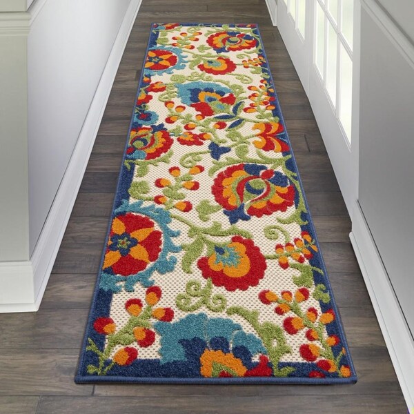 Homeroots 2 x 6 ft. Multi Color Mediterra Indoor & Outdoor Runner Rug - 384781