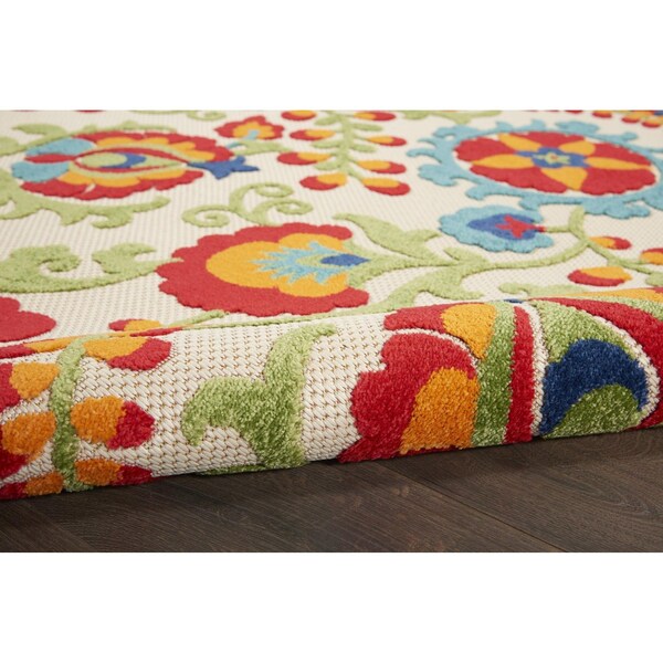 Homeroots 2 x 6 ft. Multi Color Mediterra Indoor & Outdoor Runner Rug - 384781
