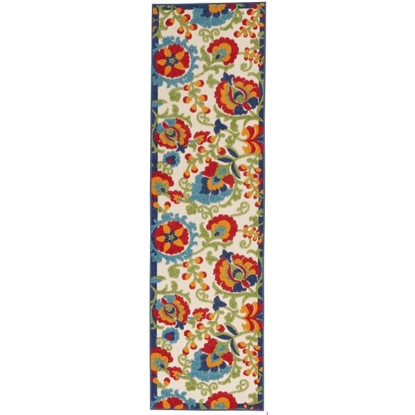 Homeroots 2 x 6 ft. Multi Color Mediterra Indoor & Outdoor Runner Rug - 384781