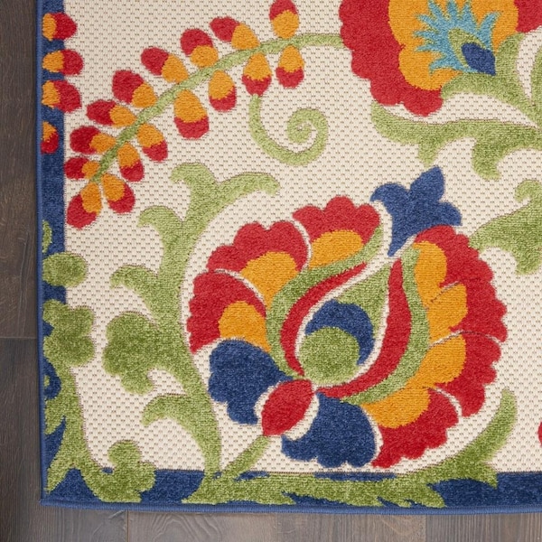 Homeroots 2 x 6 ft. Multi Color Mediterra Indoor & Outdoor Runner Rug - 384781