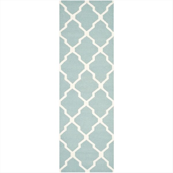 Safavieh 2 Ft. - 6 In. X 8 Ft. Runner- Contemporary Dhurries Light Blue And Ivory Flatweave Rug - DHU634C-28