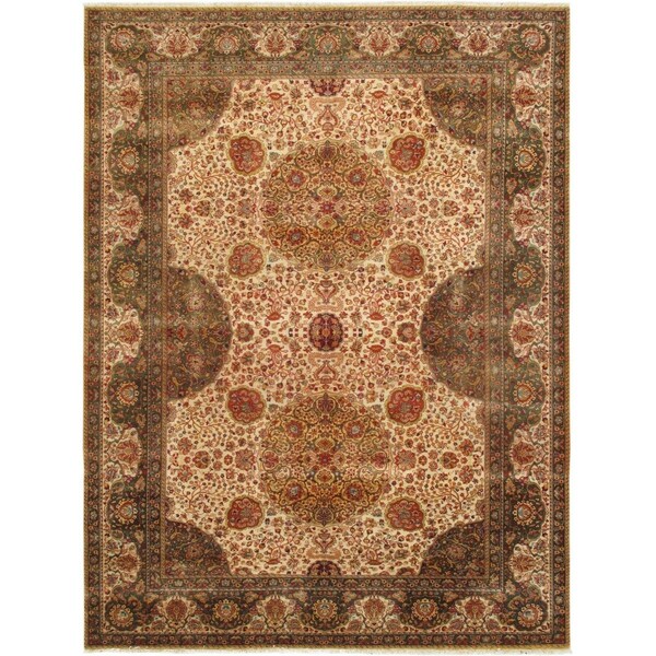 Pasargad Home Agra Collection Hand-Knotted Lambs Wool Area Rug, Red - 9 ft. 1 in. x 12 ft. 7 in. - PH-260 9X13