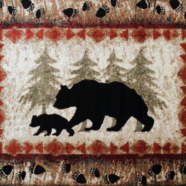 Flash Furniture 5' x 7' Brown Rustic Bear and Cub Olefin Area Rug - KP-RGB3940-57-BN-GG