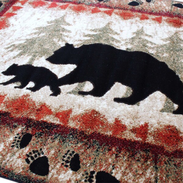 Flash Furniture 5' x 7' Brown Rustic Bear and Cub Olefin Area Rug - KP-RGB3940-57-BN-GG
