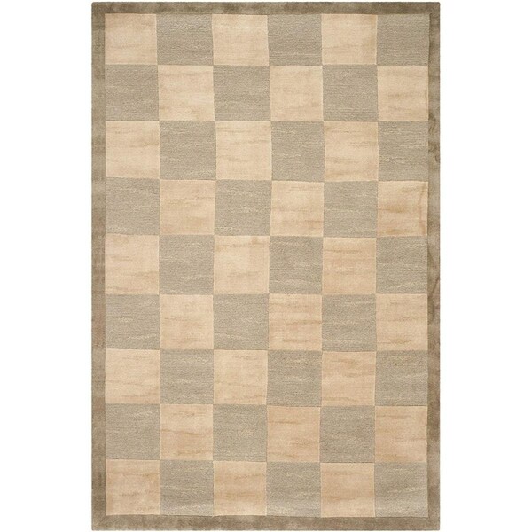 Safavieh Tibetan Hand Knotted Large Rectangular Area RugGreen & Beige 9 x 12 ft. - TB005A-9