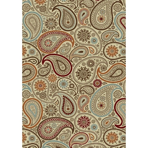 Concord Global 6 ft. 7 in. x 9 ft. 3 in. Chester Paisley - Ivory - 98926