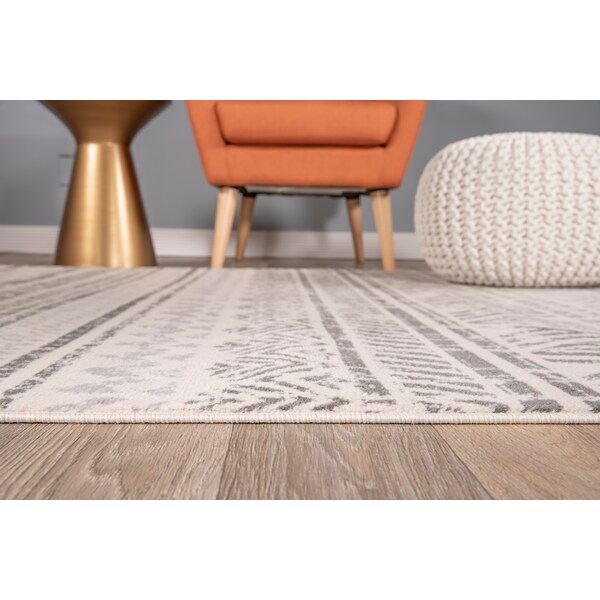 World Rug Gallery Geometric Boho Area Rug 6' 6'' Round Gray - MON843GRAY6RND