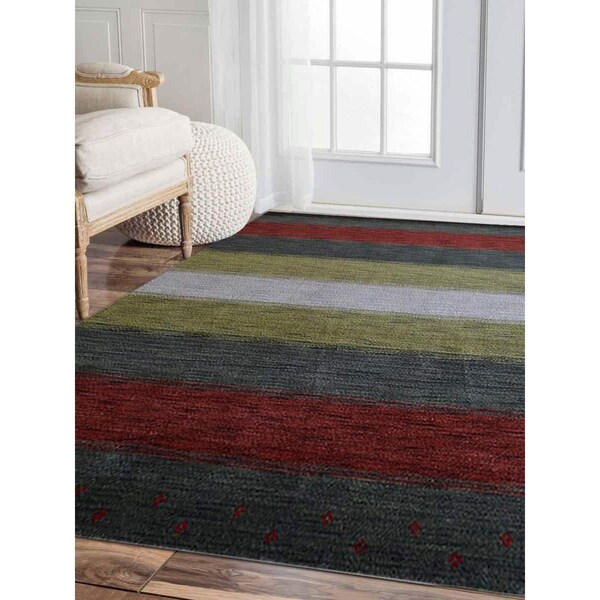 Jensendistributionservices 6 ft. 7 in. x 9 ft. 10 in. Hand Knotted Gabbeh Wool Contemporary Rectangle Area Rug, Multi Color - MI1552305