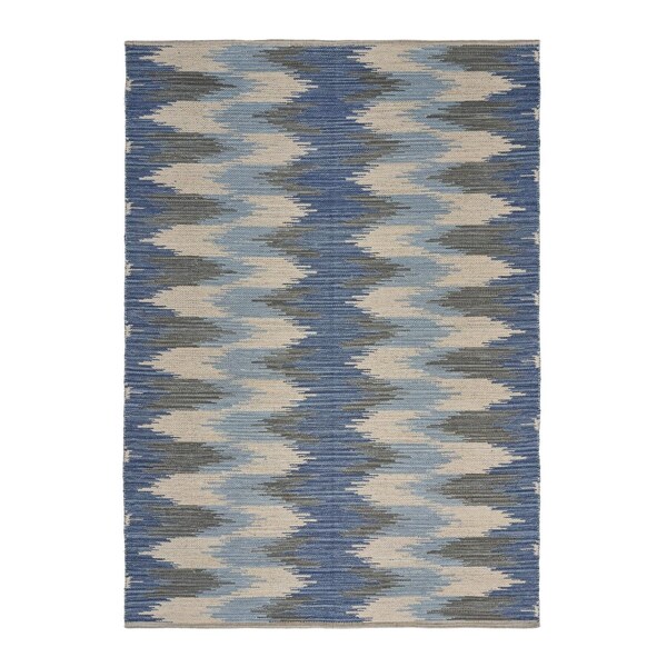 Homeroots 3 x 4 ft. Blue & Cream Ikat Pattern Area Rug - 395482