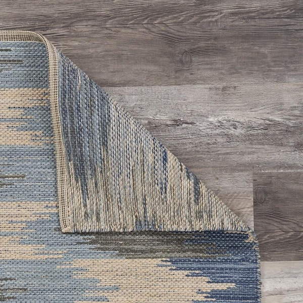 Homeroots 3 x 4 ft. Blue & Cream Ikat Pattern Area Rug - 395482