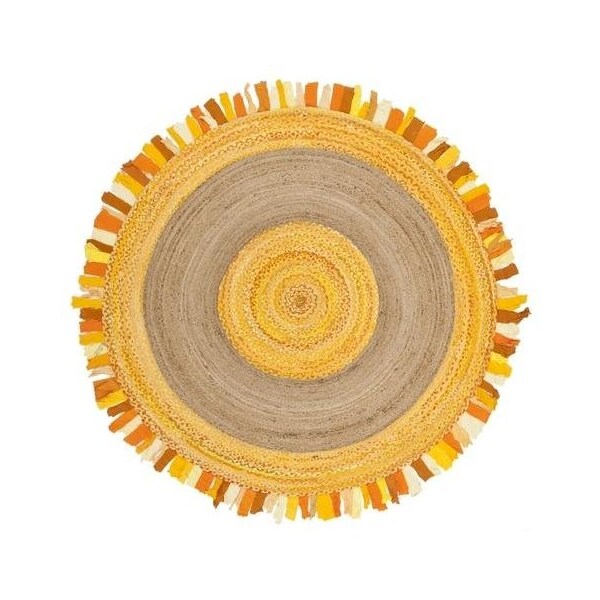 Safavieh Cape Cod Coastal Round Hand Woven RugsGold & Natural 3 x 3 ft. - CAP701D-3R