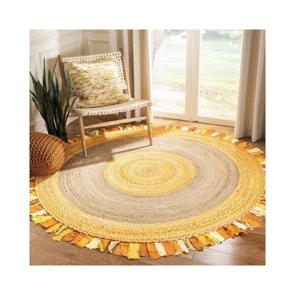 Safavieh Cape Cod Coastal Round Hand Woven RugsGold & Natural 3 x 3 ft. - CAP701D-3R
