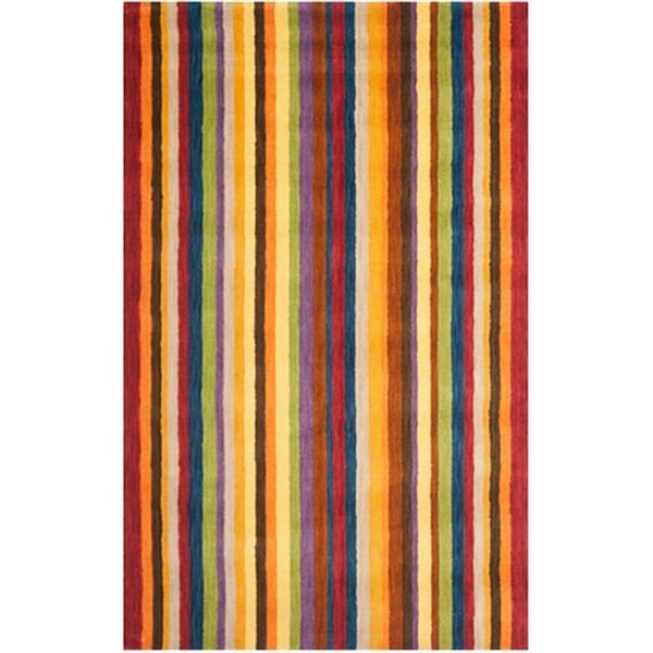 Safavieh 4 ft. x 6 ft. Small Rectangle- Shag Himalaya Red And Multi Hand Loomed Rug - HIM582A-4