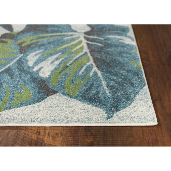 Homeroots 3 ft. 3 in. x 4 ft. 11 in. Polypropylene Teal & Green Area Rug - 353641