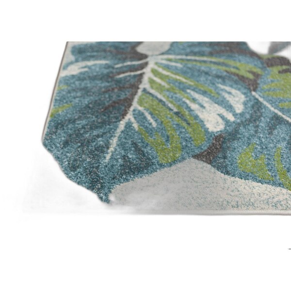 Homeroots 3 ft. 3 in. x 4 ft. 11 in. Polypropylene Teal & Green Area Rug - 353641