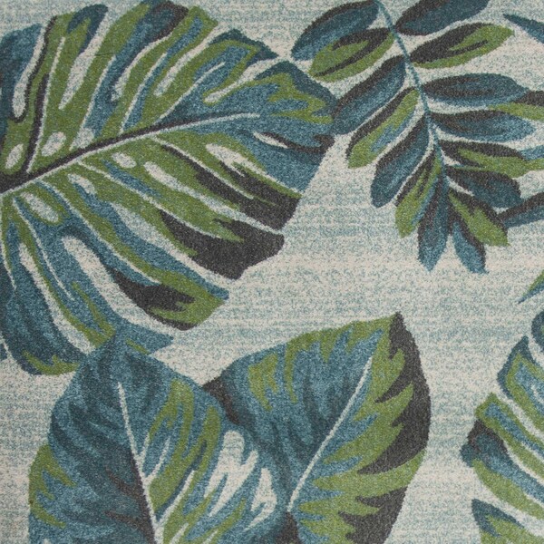 Homeroots 3 ft. 3 in. x 4 ft. 11 in. Polypropylene Teal & Green Area Rug - 353641