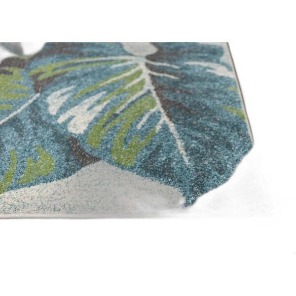 Homeroots 3 ft. 3 in. x 4 ft. 11 in. Polypropylene Teal & Green Area Rug - 353641