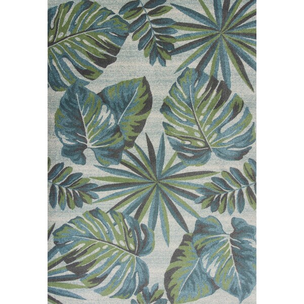 Homeroots 3 ft. 3 in. x 4 ft. 11 in. Polypropylene Teal & Green Area Rug - 353641