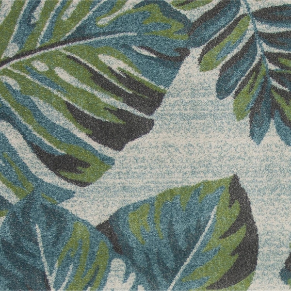 Homeroots 3 ft. 3 in. x 4 ft. 11 in. Polypropylene Teal & Green Area Rug - 353641