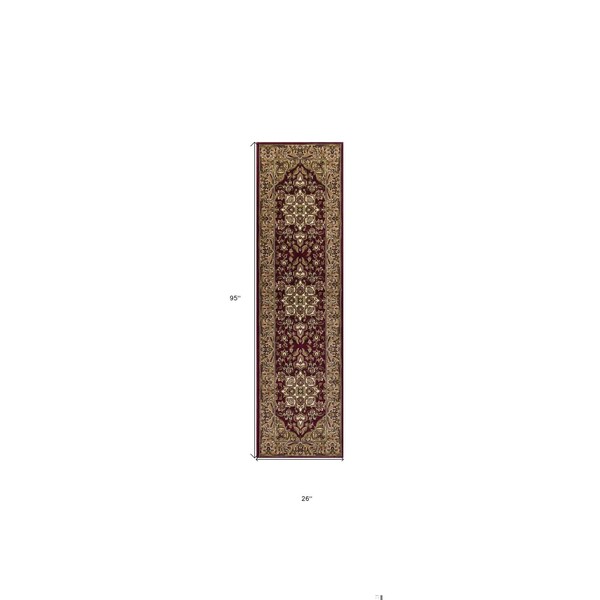Homeroots 2 ft. 2 in. x 7 ft. 11 in. Runner Polypropylene Red & Beige Area Rug - 353607
