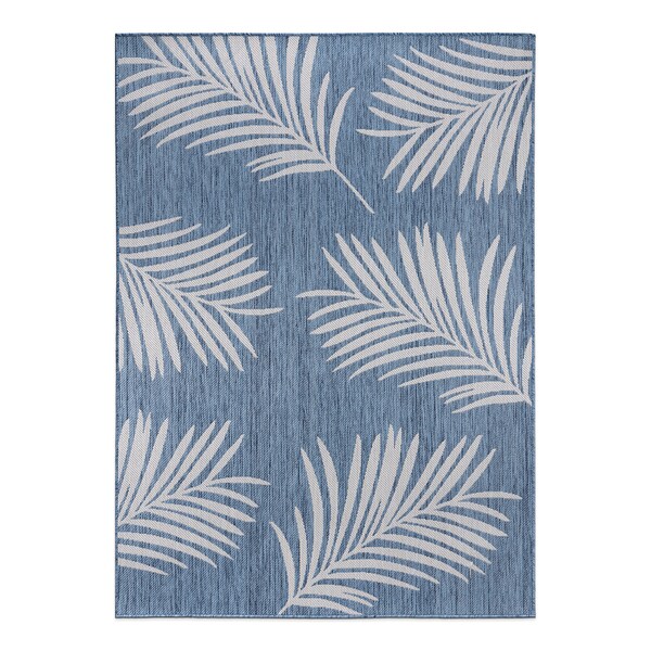 World Rug Gallery Contemporary Palm Leaves Textured Flat Weave Indoor/Outdoor Area Rug 7'10''X10' Blue - 111BLUE8X10