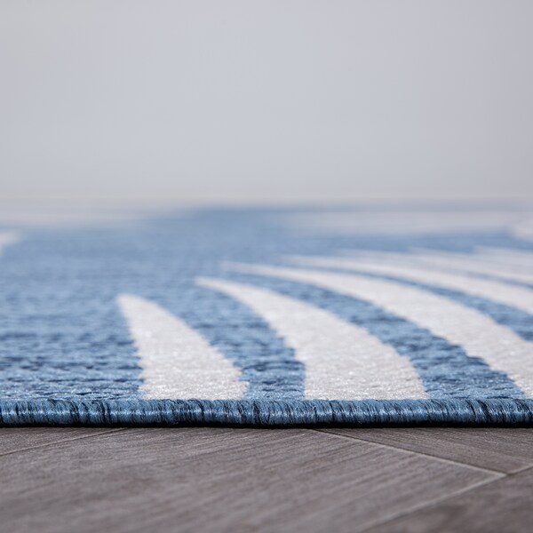 World Rug Gallery Contemporary Palm Leaves Textured Flat Weave Indoor/Outdoor Area Rug 7'10''X10' Blue - 111BLUE8X10