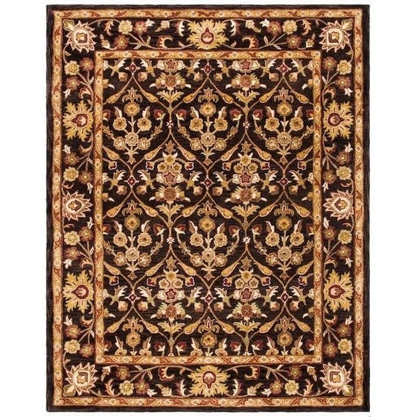 Safavieh 3 ft.-6 in. x 3 ft.-6 in. Round Traditional Antiquity- Dark Plum and Gold Hand Tufted Rug - AT51B-4R