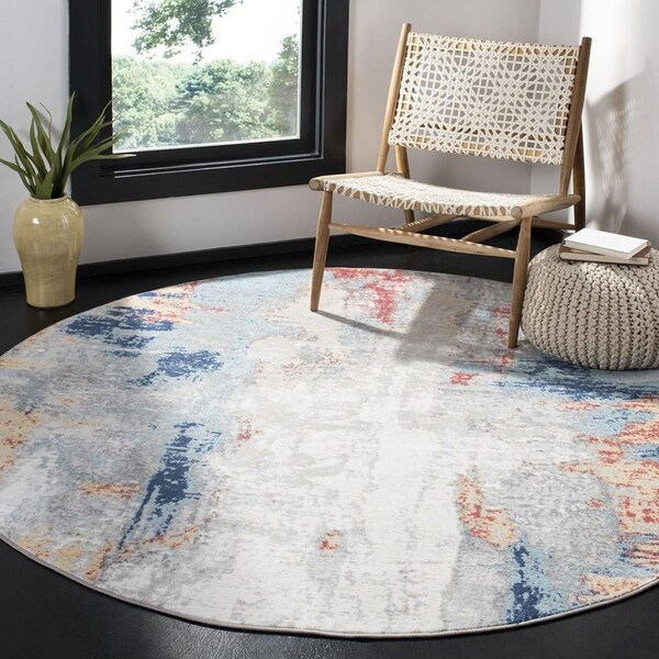 Safavieh 6 ft. 7 in. x 6 ft. 7 in. Jasper 100 Round Rug Gray & Red - JSP101C-7R