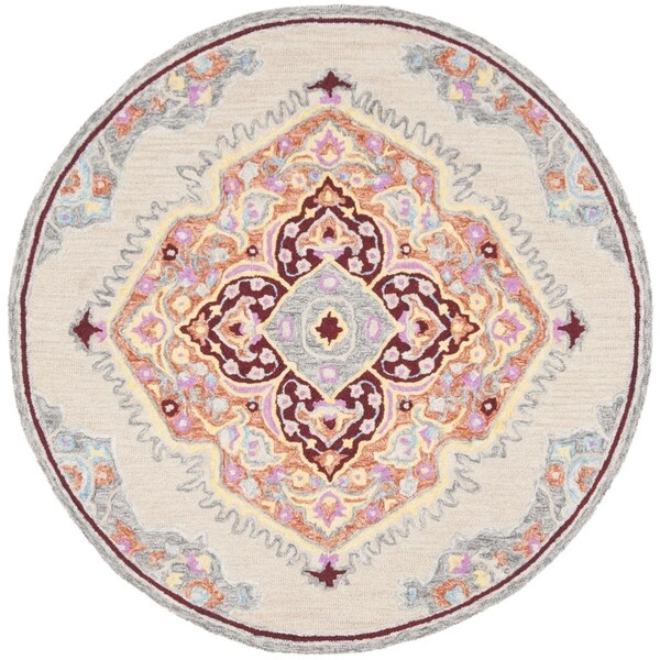 Safavieh 5 x 5 ft. Micro-Loop 500 Round Hand Tufted Rug Beige & Orange - MLP551B-5R