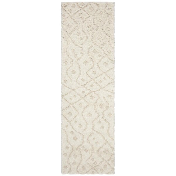 Safavieh 2 ft.-3 in. x 8 ft. Sparta Shag Power Loomed Runner Area RugIvory & Beige - SPG511D-28