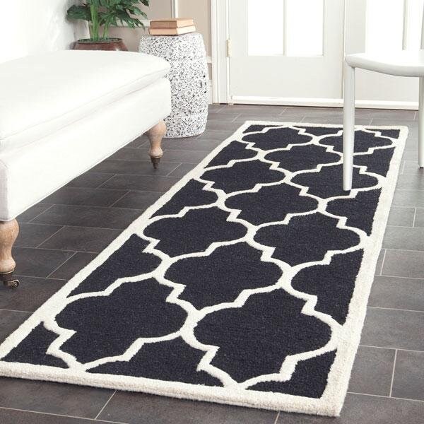 Safavieh Cambridge Hand Tufted Runner Rug, Black and Ivory - 2 ft.-6 in. x 8 ft. - CAM134E-28