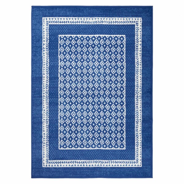 Homeroots 5 x 7 ft. Navy & Ivory Geometric Area Rug - 385884
