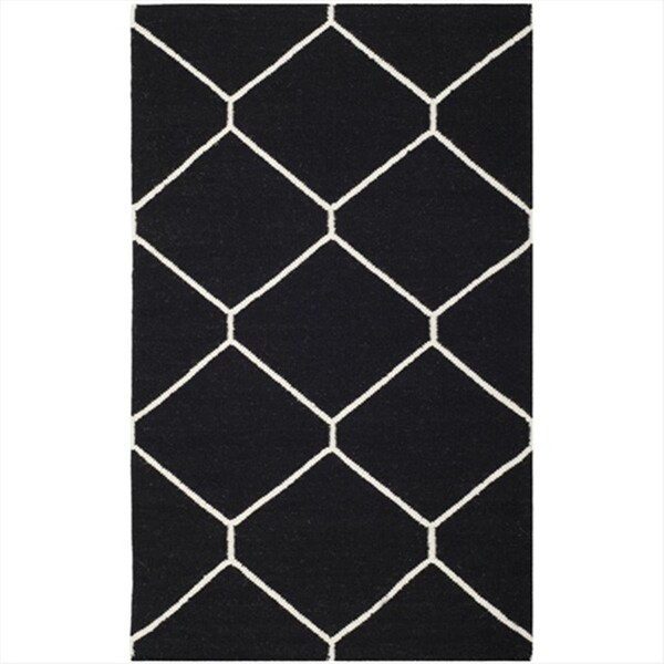 Safavieh 4 x 6 ft. Rectangle- Contemporary Dhurries Black And Ivory Flatweave Rug - DHU635A-4