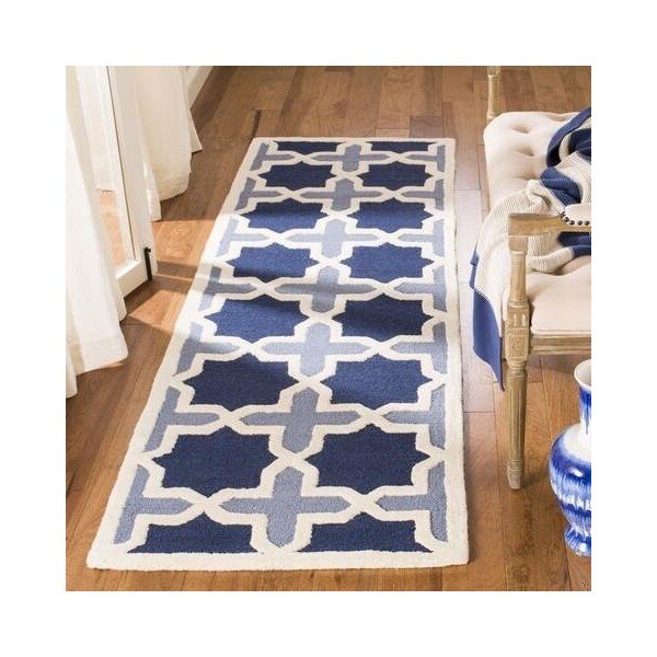Safavieh 11 x 15 ft. Oversized Transitional Cambridge- Light Blue and Ivory Hand Tufted Rug - CAM127A-1115