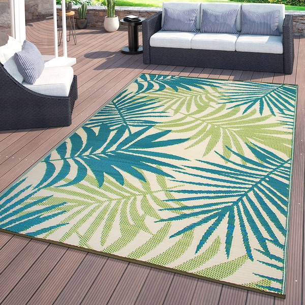 World Rug Gallery Modern Floral Reversible Plastic 3'x5' Green Outdoor Rug - 6053GREEN3X5