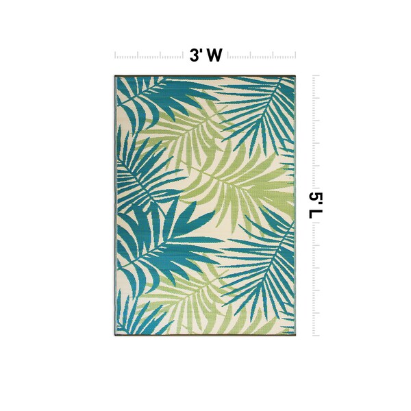 World Rug Gallery Modern Floral Reversible Plastic 3'x5' Green Outdoor Rug - 6053GREEN3X5