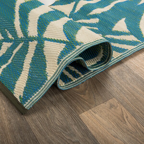 World Rug Gallery Modern Floral Reversible Plastic 3'x5' Green Outdoor Rug - 6053GREEN3X5