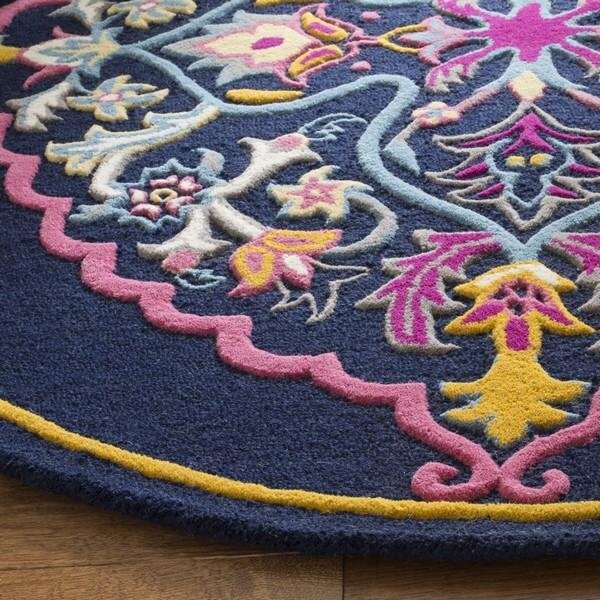 Safavieh Bellagio Hand Tufted Round Area RugNavy Blue & Multicolor 5 x 5 ft. - BLG605C-5R
