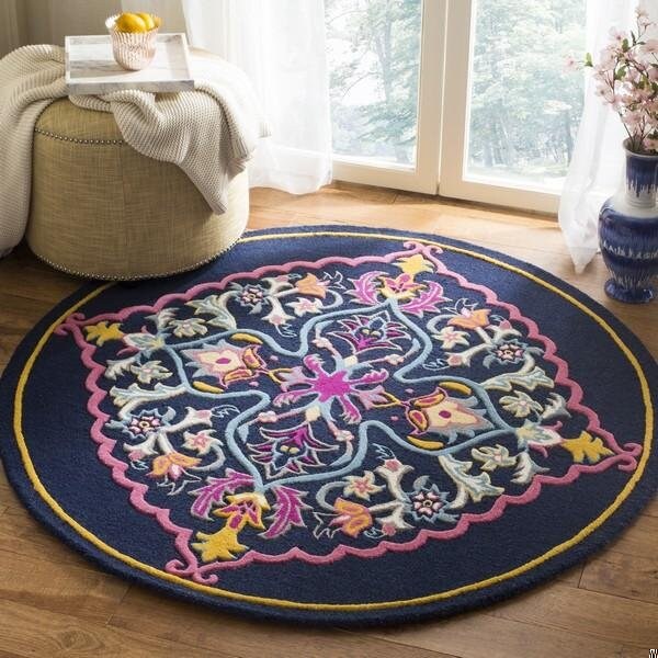Safavieh Bellagio Hand Tufted Round Area RugNavy Blue & Multicolor 5 x 5 ft. - BLG605C-5R