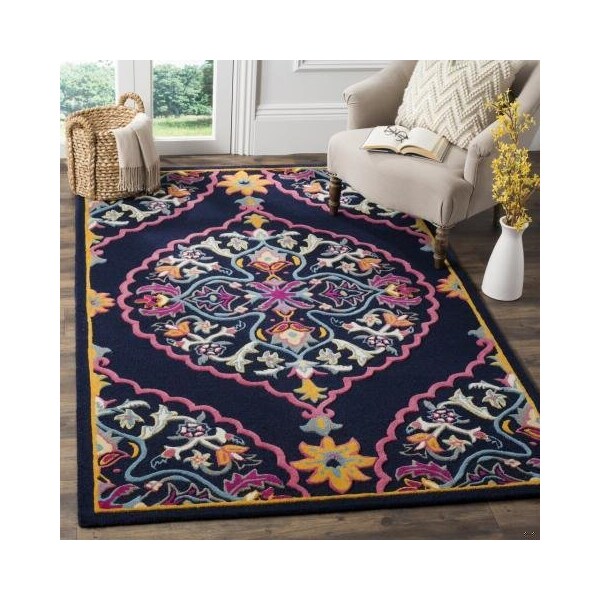 Safavieh Bellagio Hand Tufted Round Area RugNavy Blue & Multicolor 5 x 5 ft. - BLG605C-5R