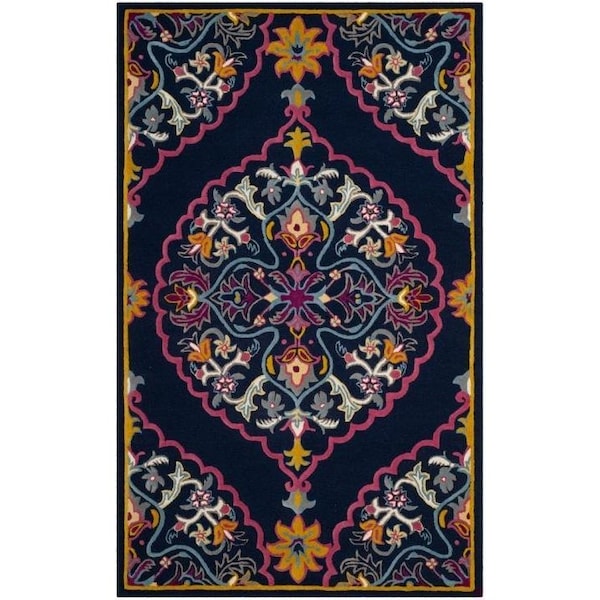 Safavieh Bellagio Hand Tufted Round Area RugNavy Blue & Multicolor 5 x 5 ft. - BLG605C-5R