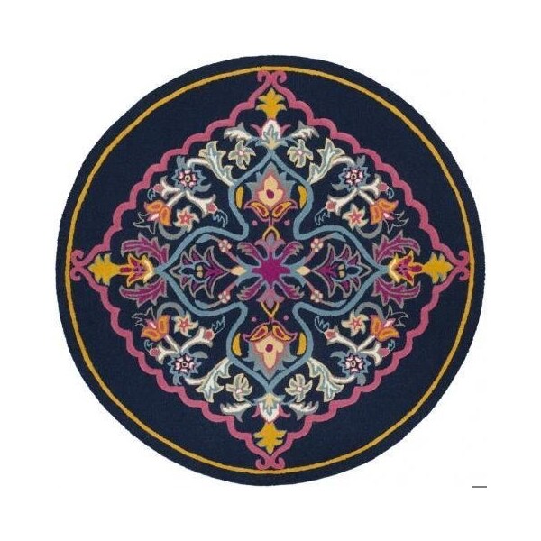 Safavieh Bellagio Hand Tufted Round Area RugNavy Blue & Multicolor 5 x 5 ft. - BLG605C-5R
