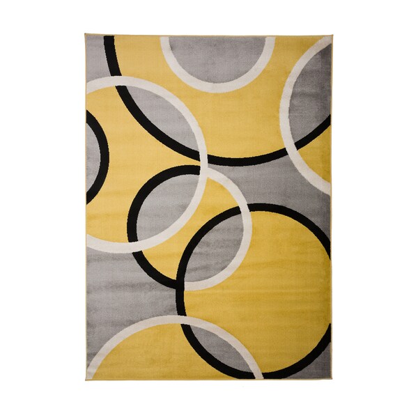 World Rug Gallery Contemporary Abstract Circles Area Rug 7'10'' x 10'2'' Yellow - 368YELLOW8X10