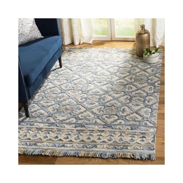 Safavieh Blossom Medium Rectangle Rugs, Light Beige and Blue - 4 x 6 ft. - BLM420A-4