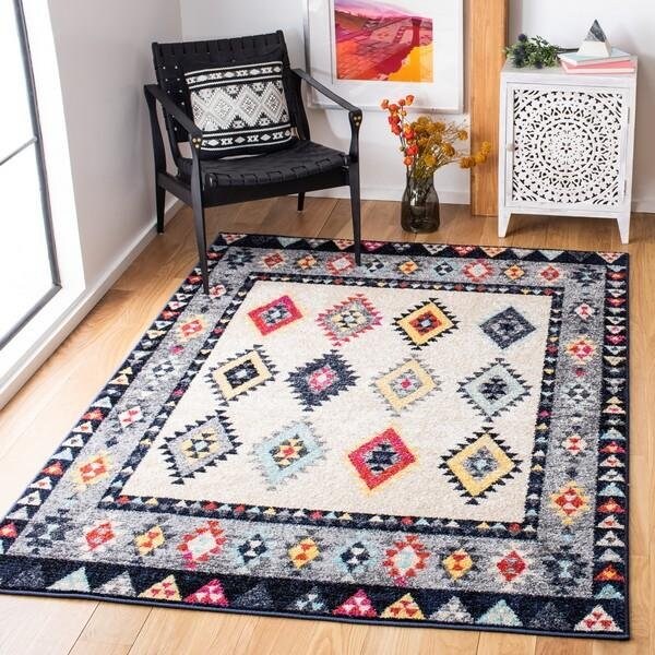 Safavieh Rectangular Adirondack Global Area RugIvory & Grey 3 x 5 ft. - ADR270A-3