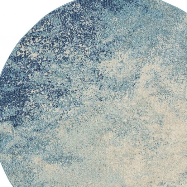 Homeroots 5 ft. Round Light Blue & Ivory Abstract Sky Area Rug - 385370