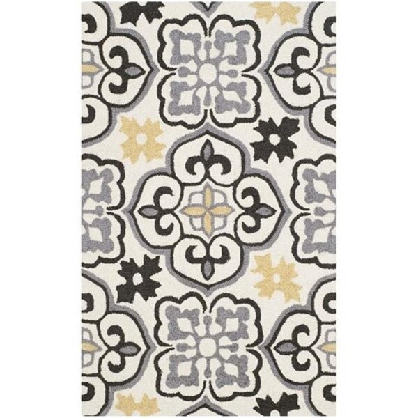 Safavieh Four Seasons Hand Hooked Rectangle Rug- Grey - Ivory- 5 x 8 ft. - FRS230A-5