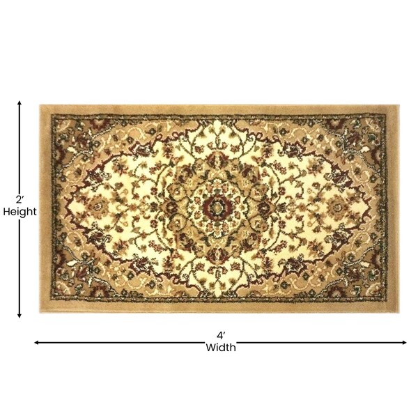 Flash Furniture Ivory 2x3 Traditional Persian Style Rug - NR-RG283-23-IV-GG