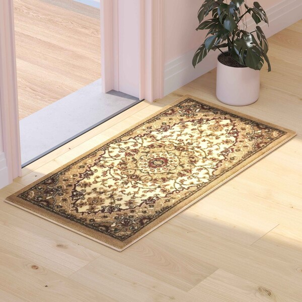 Flash Furniture Ivory 2x3 Traditional Persian Style Rug - NR-RG283-23-IV-GG