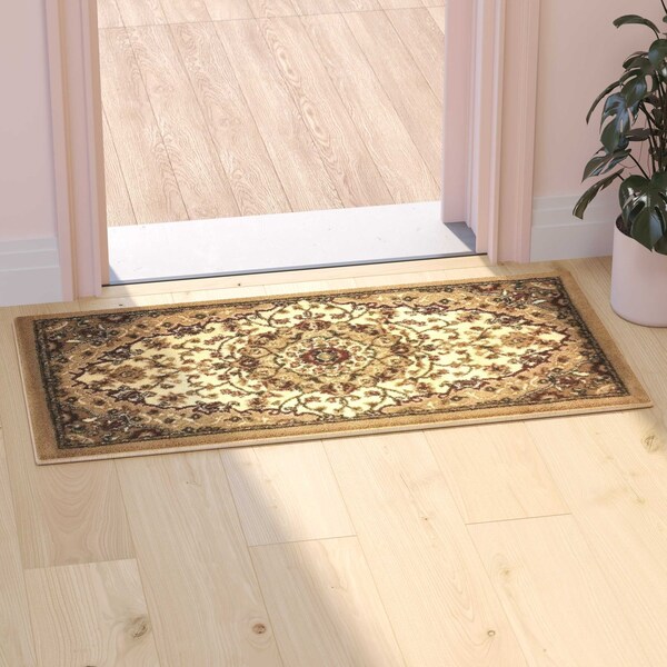 Flash Furniture Ivory 2x3 Traditional Persian Style Rug - NR-RG283-23-IV-GG
